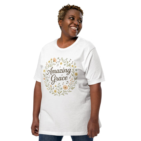 Amazing Grace Christian Hymn T-Shirt white
